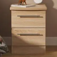 Sherwood 2 Drawer Compact Bedside Cabinet - Brown, Oak