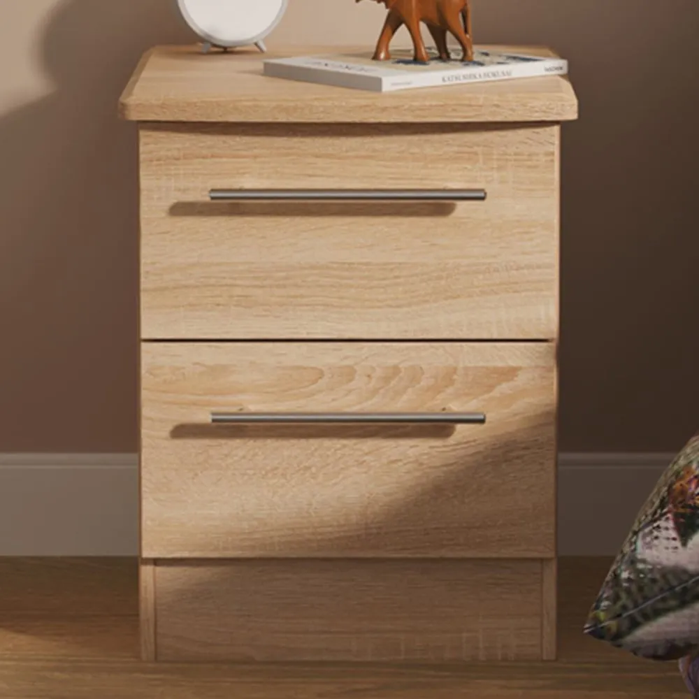 Sherwood 2 Drawer Compact Bedside Cabinet - Brown, Oak