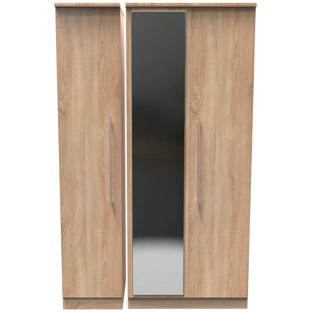 Sherwood 3 Door Triple Mirror Wardrobe - Bardolino Oak