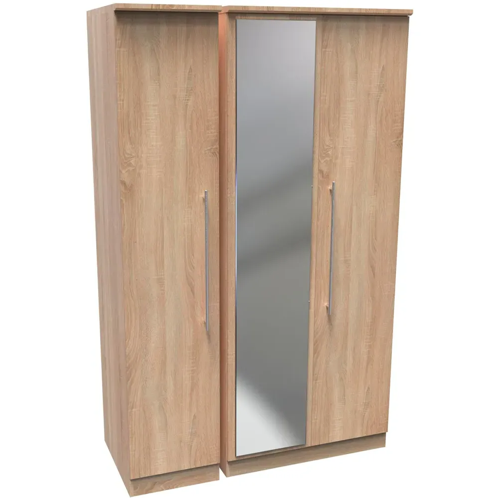 Sherwood 3 Door Triple Mirror Wardrobe - Bardolino Oak