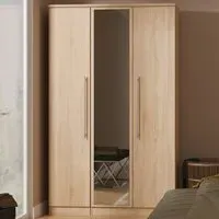 Sherwood 3 Door Triple Mirror Wardrobe - Bardolino Oak