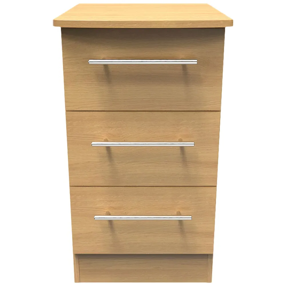 Sherwood 3 Drawer Bedside Cabinet - Brown, Oak