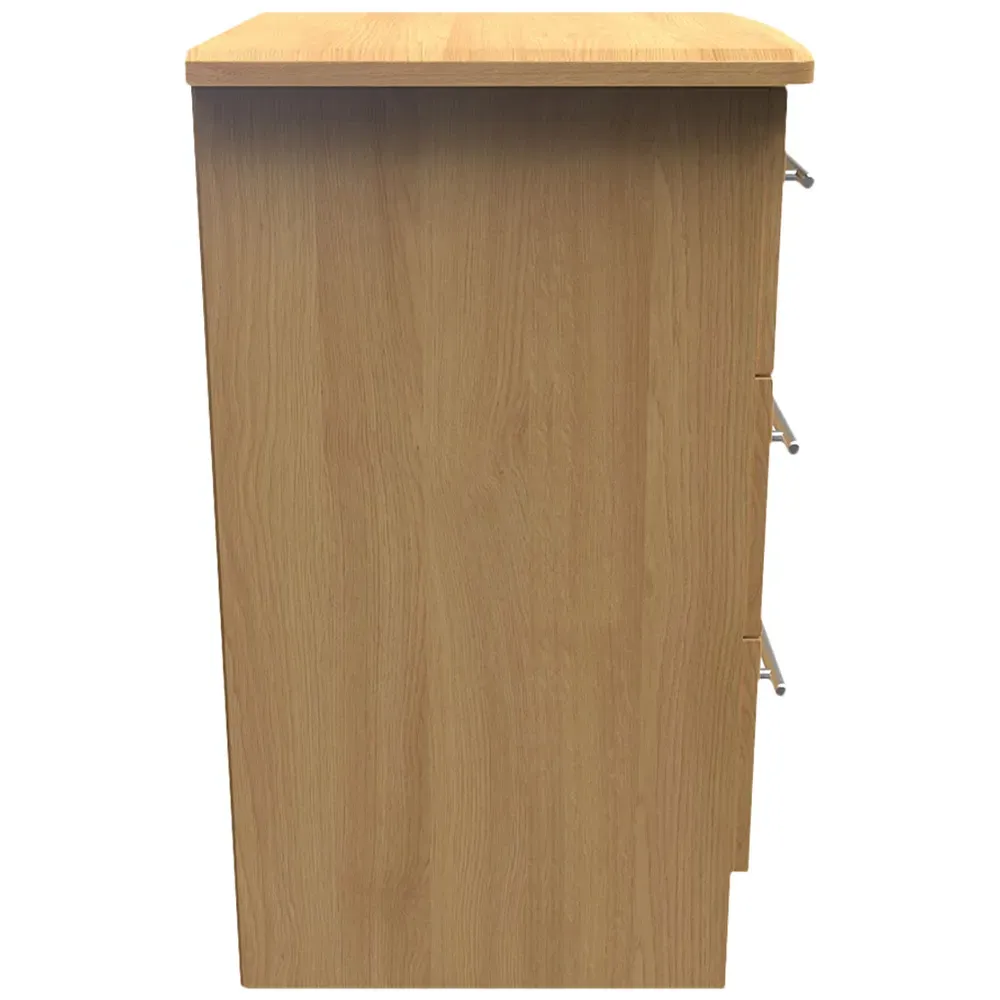 Sherwood 3 Drawer Bedside Cabinet - Brown, Oak