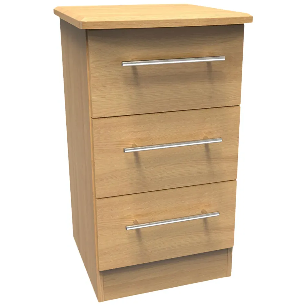 Sherwood 3 Drawer Bedside Cabinet - Brown, Oak