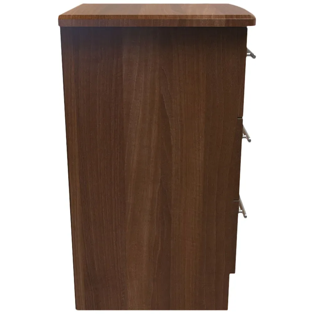 Sherwood 3 Drawer Bedside Cabinet - Brown, Walnut