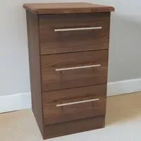 Sherwood 3 Drawer Bedside Cabinet - Brown, Walnut