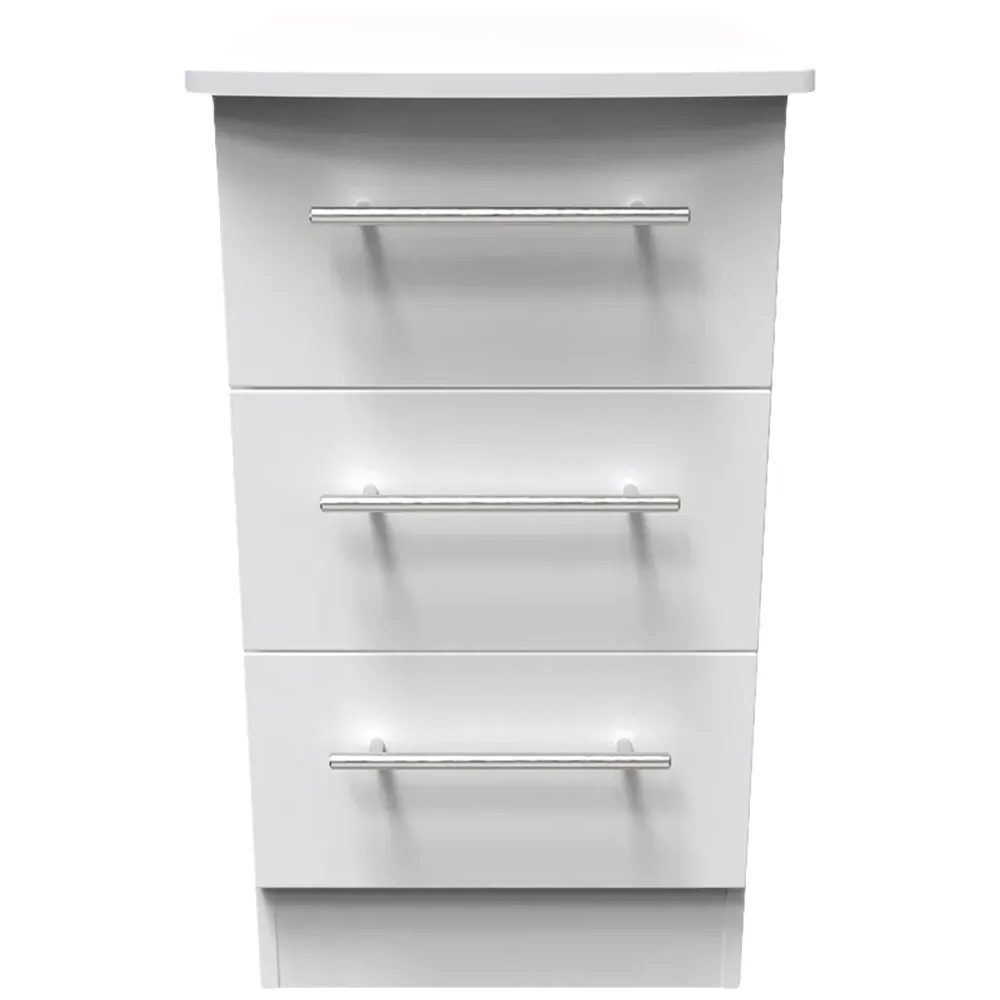 Sherwood 3 Drawer Bedside Cabinet - White
