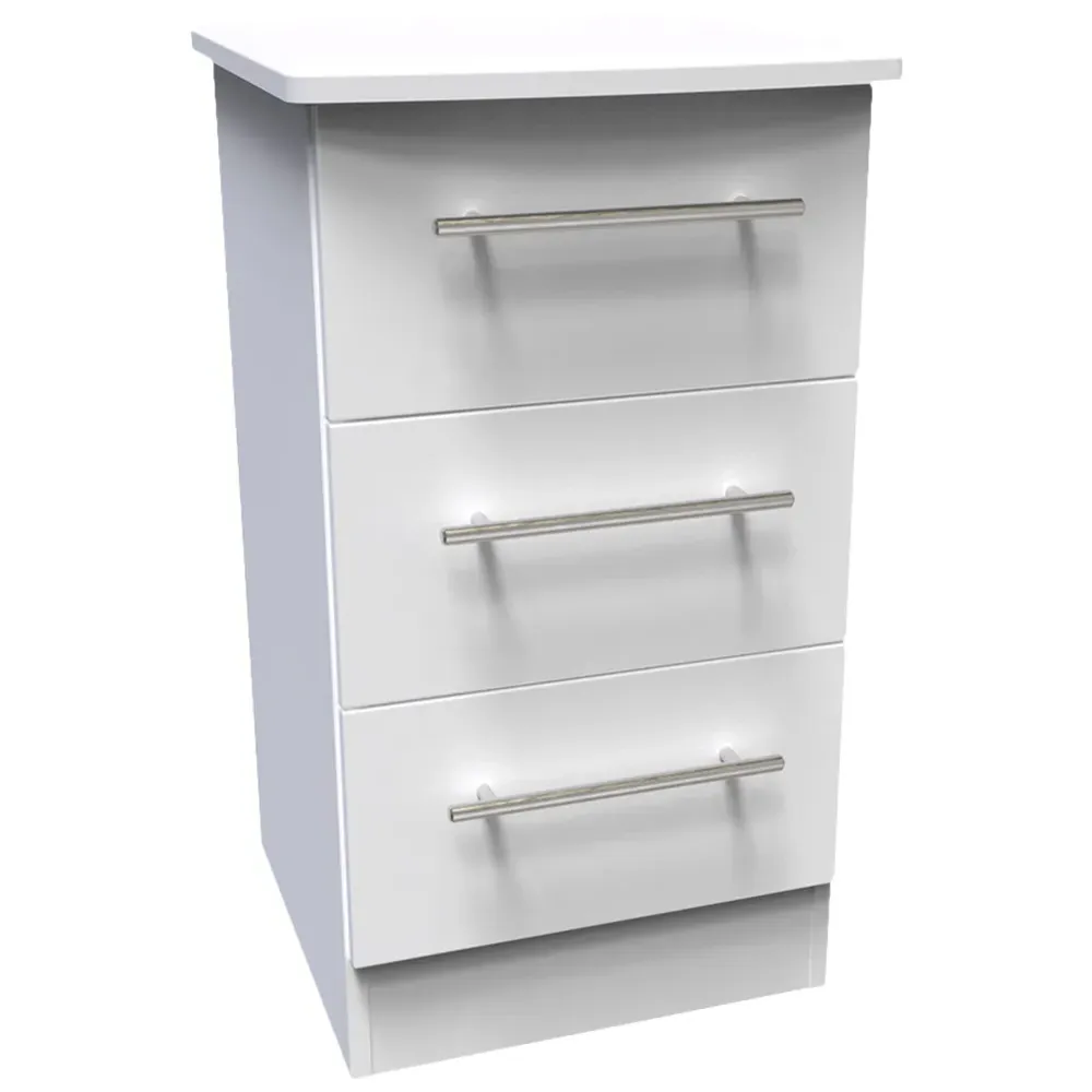Sherwood 3 Drawer Bedside Cabinet - White