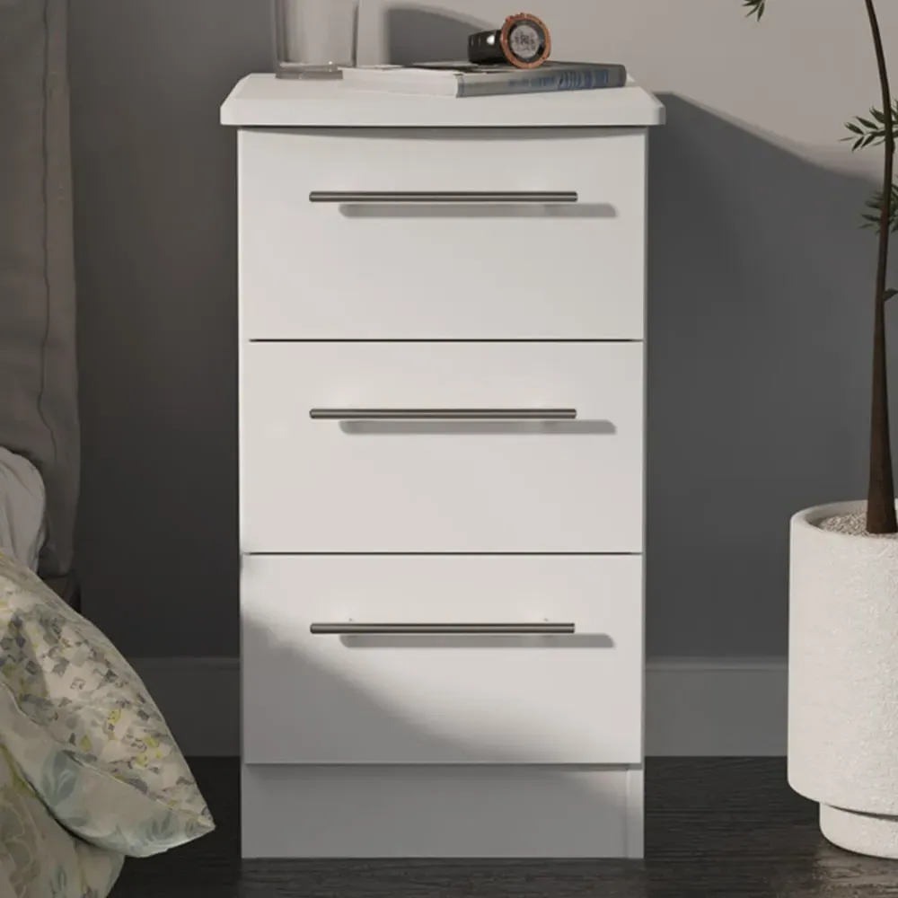 Sherwood 3 Drawer Bedside Cabinet - White