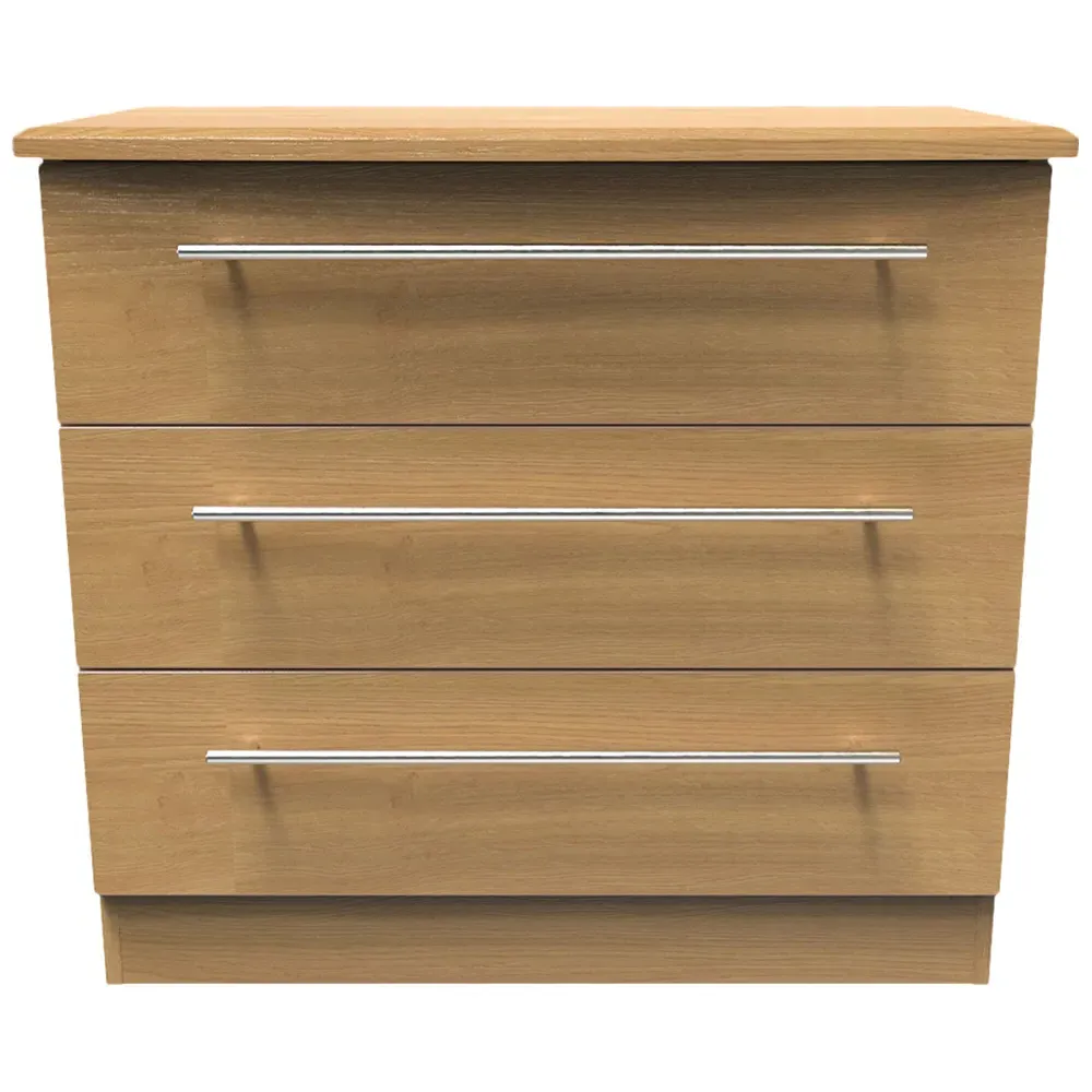 Sherwood 3 Drawer Chest of Drawers - Brown, Oak