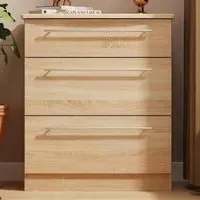 Sherwood 3 Drawer Deep Chest of Drawers - Brown, Bardolino Oak