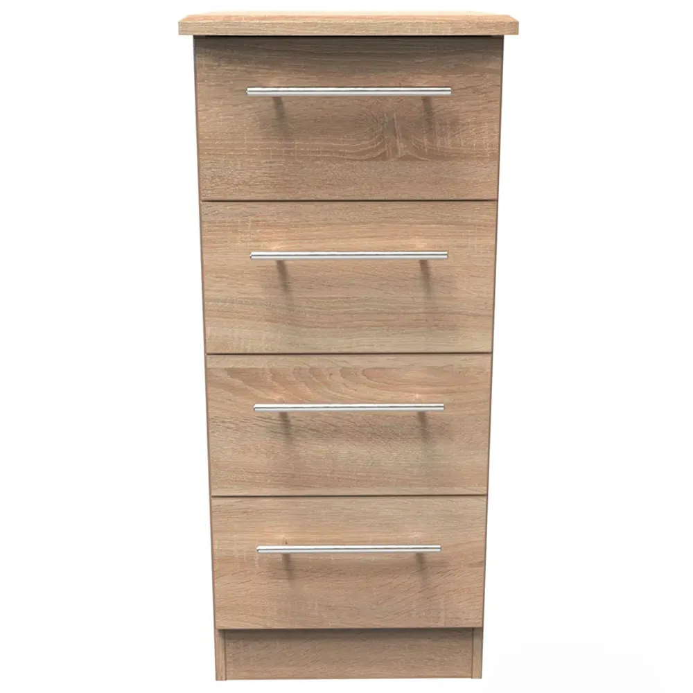 Sherwood 4 Drawer Bedside Cabinet - Brown, Oak