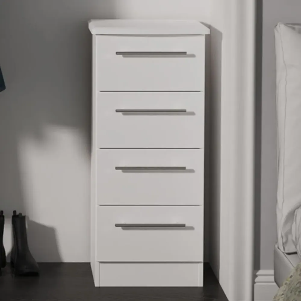 Sherwood 4 Drawer Bedside Cabinet - White