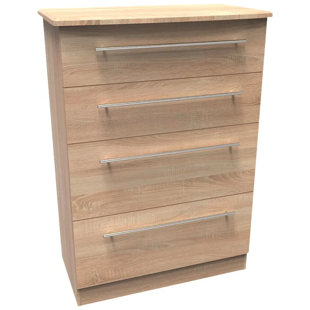 Sherwood 4 Drawer Deep Chest of Drawers - Brown, Bardolino Oak