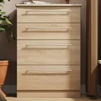 Sherwood 4 Drawer Deep Chest of Drawers - Brown, Bardolino Oak