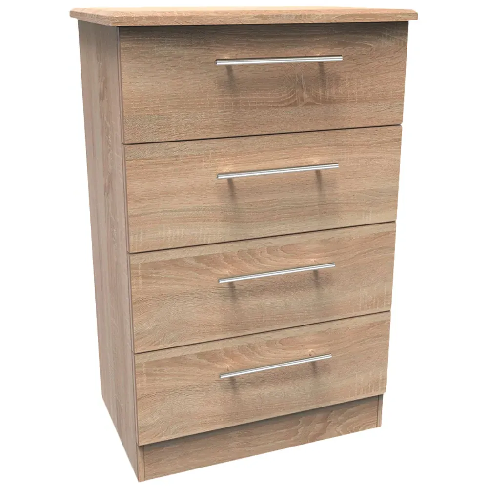 Sherwood 4 Drawer Midi Chest of Drawers - Brown, Oak
