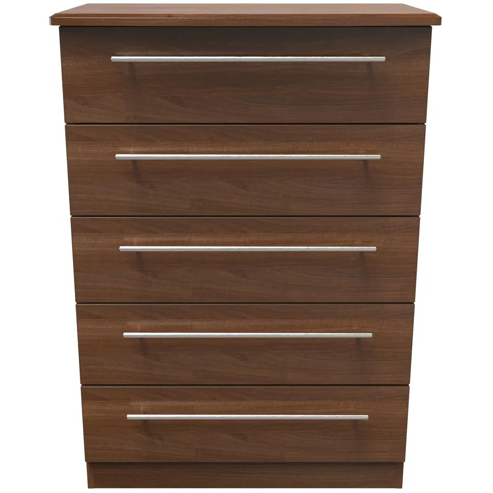Sherwood 5 Drawer Chest of Drawers - Noche Walnut