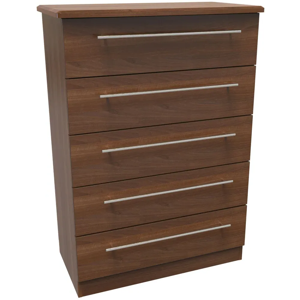 Sherwood 5 Drawer Chest of Drawers - Noche Walnut