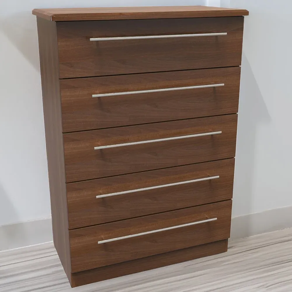 Sherwood 5 Drawer Chest of Drawers - Noche Walnut