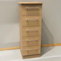 Sherwood 5 Drawer Tall Bedside Cabinet - Brown, Oak