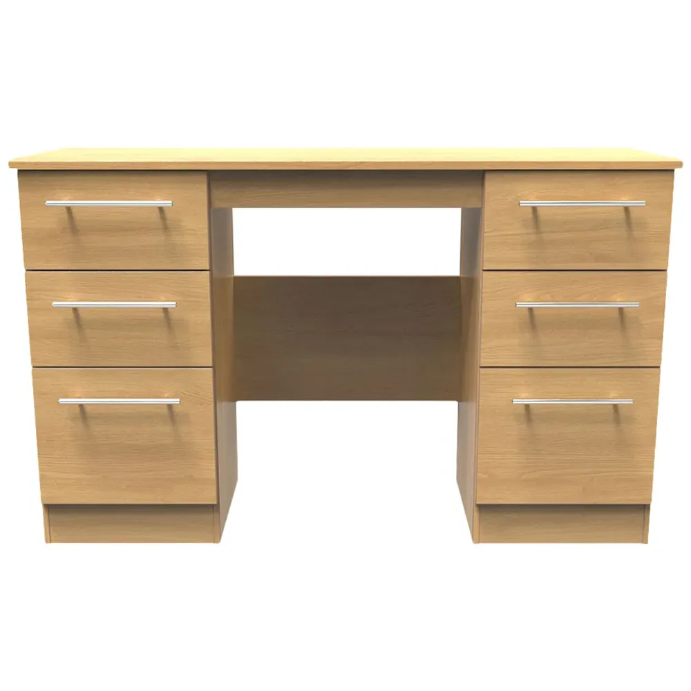 Sherwood 6 Drawer Kneehole Desk - Brown, Oak