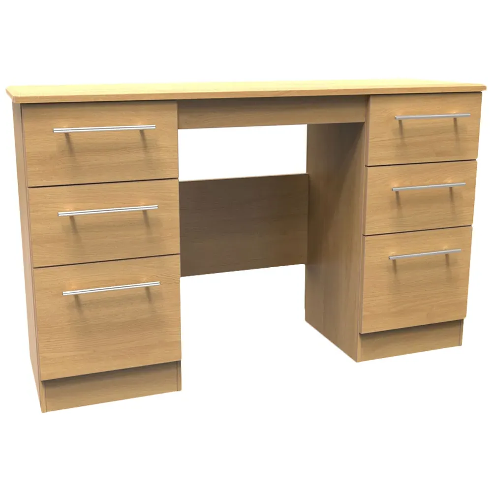 Sherwood 6 Drawer Kneehole Desk - Brown, Oak
