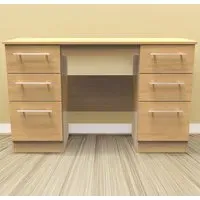 Sherwood 6 Drawer Kneehole Desk - Brown, Oak