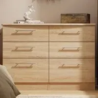 Sherwood 6 Drawer Wide Midi Chest of Drawers - Brown, Oak