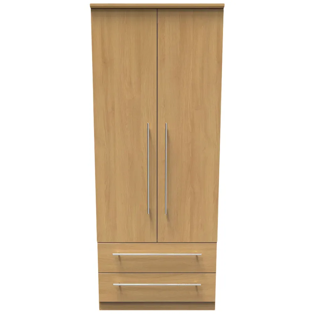 Sherwood Double Wardrobe with Drawers - Brown, Oak