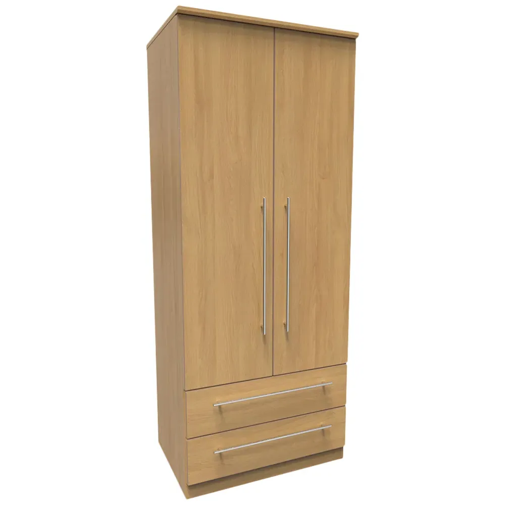 Sherwood Double Wardrobe with Drawers - Brown, Oak