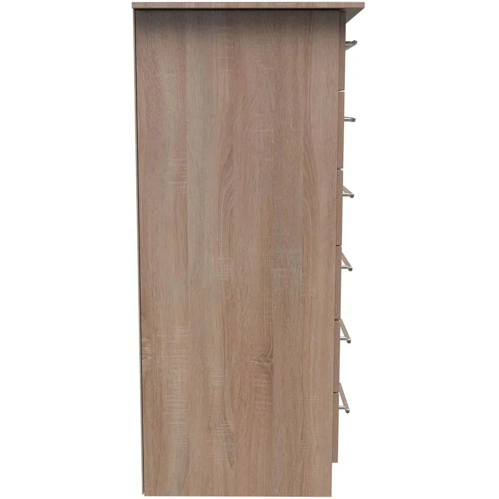 Sherwood Single Door 6 Drawer Wardrobe - Brown, Oak