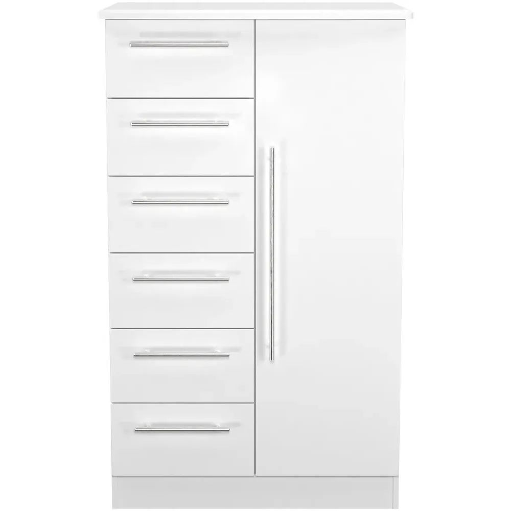 Sherwood Single Door 6 Drawer Wardrobe - White