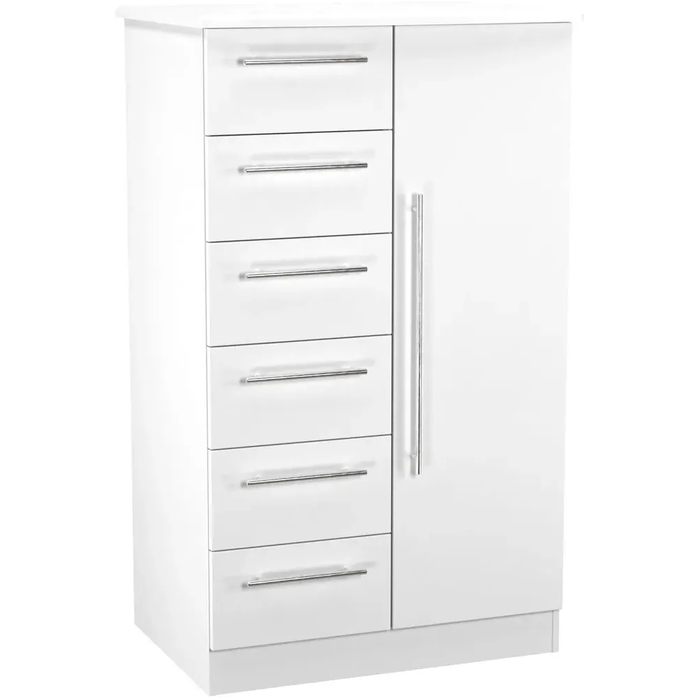 Sherwood Single Door 6 Drawer Wardrobe - White