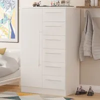 Sherwood Single Door 6 Drawer Wardrobe - White