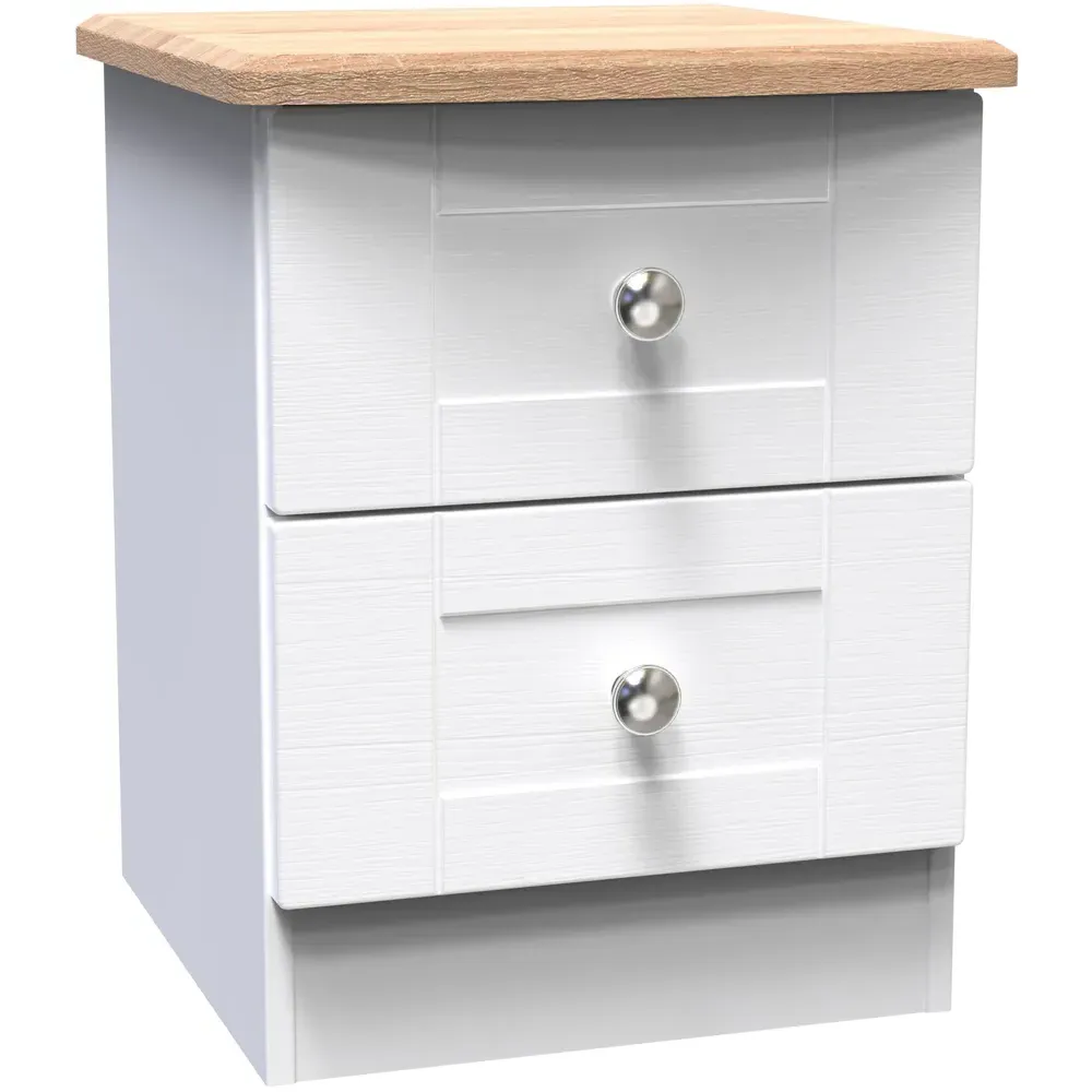 Sussex 2 Drawer Bedside Table - White Ash, Bardolino Oak