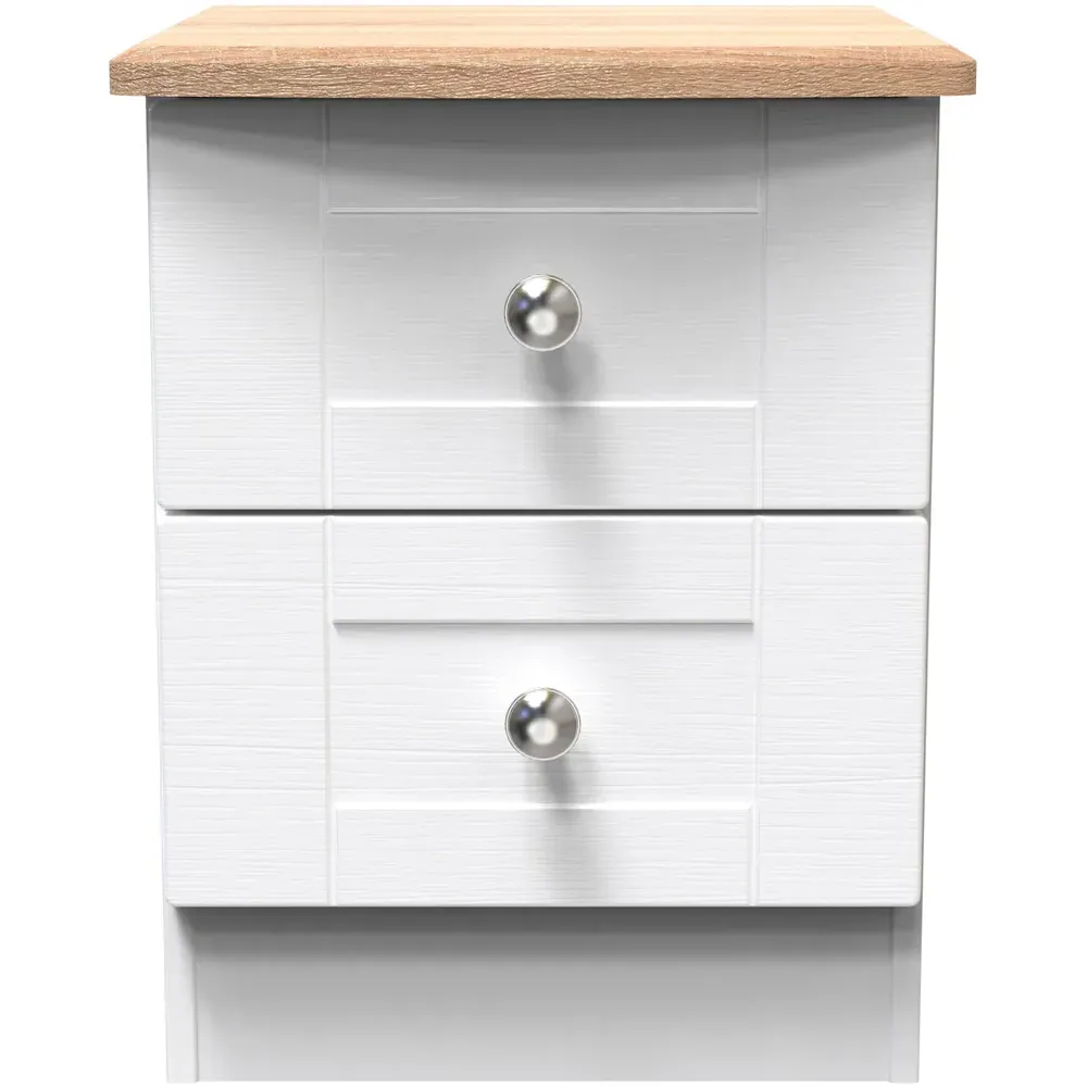 Sussex 2 Drawer Bedside Table - White Ash, Bardolino Oak