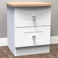 Sussex 2 Drawer Bedside Table - White Ash, Bardolino Oak