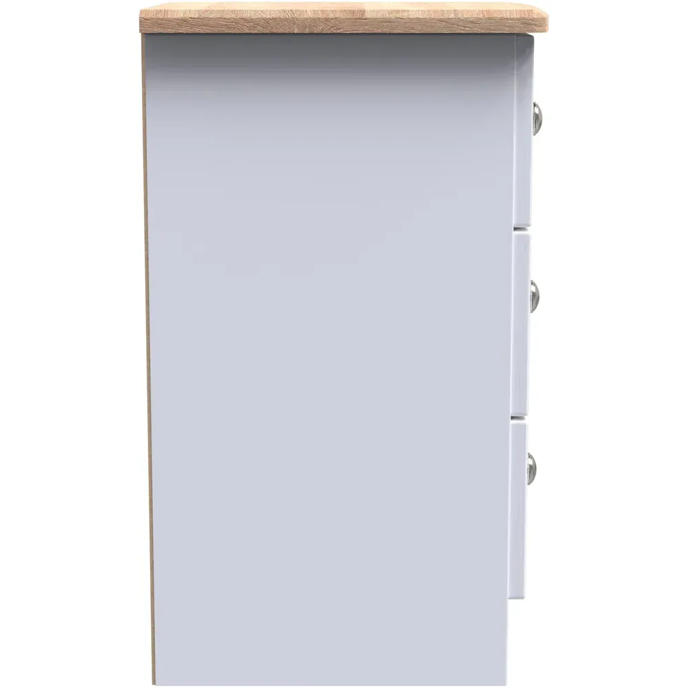 Sussex 3 Drawer Bedside Table - White Ash, Bardolino Oak