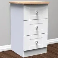 Sussex 3 Drawer Bedside Table - White Ash, Bardolino Oak