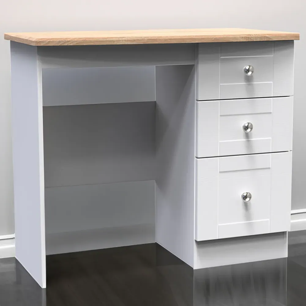 Sussex 3 Drawer Dressing Table - White Ash, Bardolino Oak