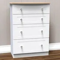 Sussex 4 Drawer Deep Chest of Drawers - White Ash, Bardolino Oak