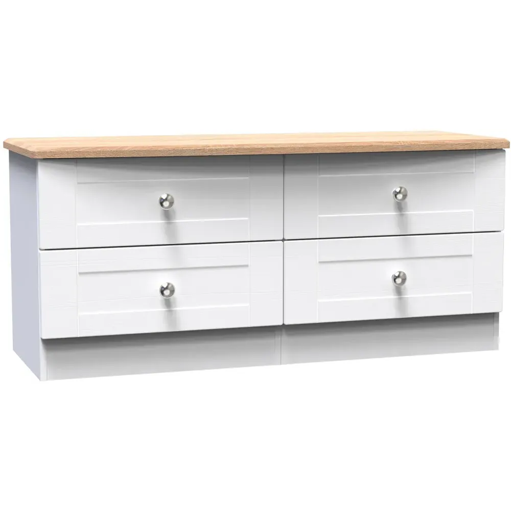 Sussex 4 Drawer Large Chest of Drawers - White Ash, Bardolino Oak