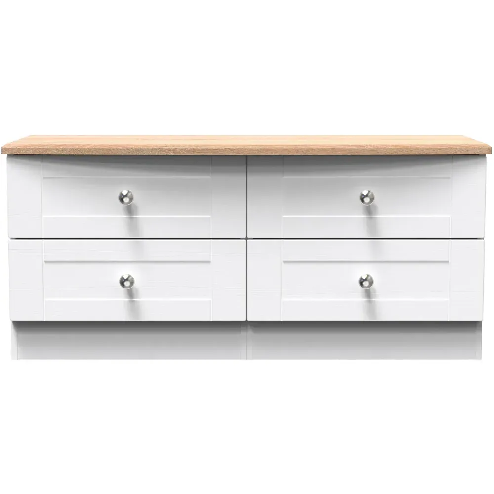 Sussex 4 Drawer Large Chest of Drawers - White Ash, Bardolino Oak