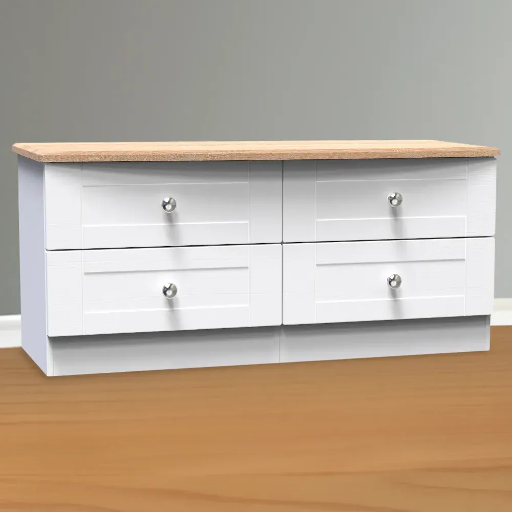 Sussex 4 Drawer Large Chest of Drawers - White Ash, Bardolino Oak