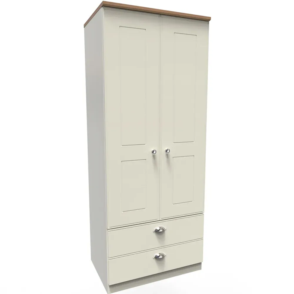 Victoria 2 Door 2 Drawer Wardrobe - Cream, Ash