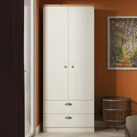 Victoria 2 Door 2 Drawer Wardrobe - Cream, Ash