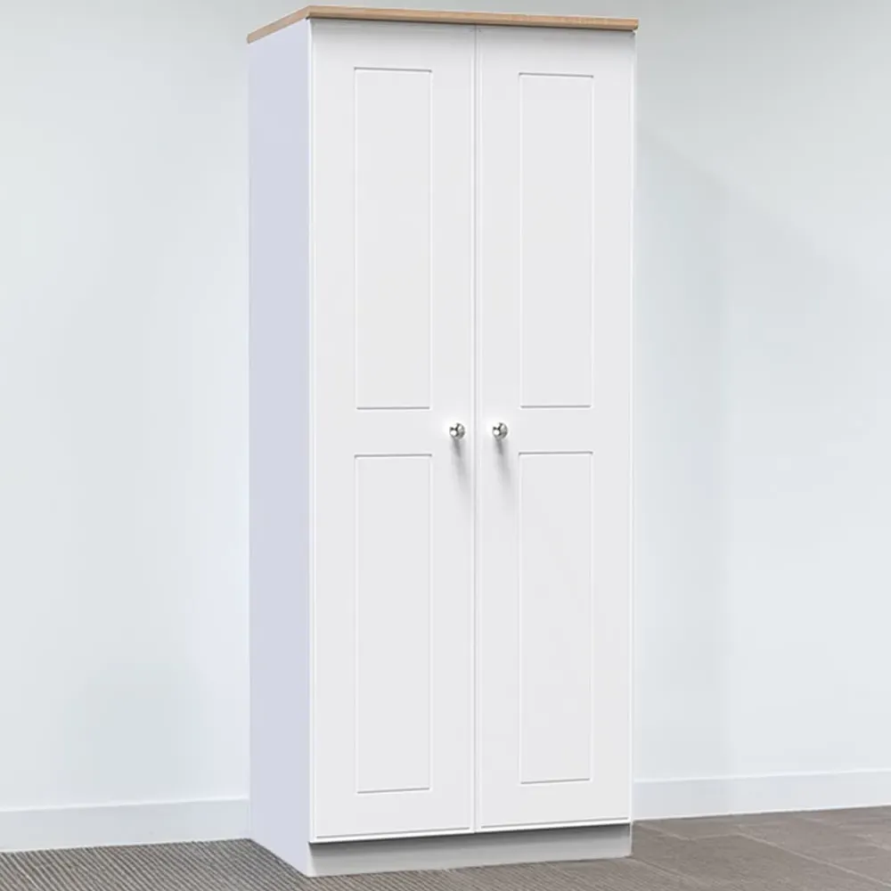 Victoria 2 Door Wardrobe - White, Oak image