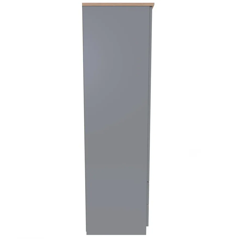 Victoria 2 Door Wardrobe with Drawers - Grey, Oak