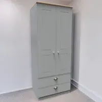 Victoria 2 Door Wardrobe with Drawers - Grey, Oak