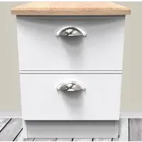 Victoria 2 Drawer Bedside Cabinet - White, Ash